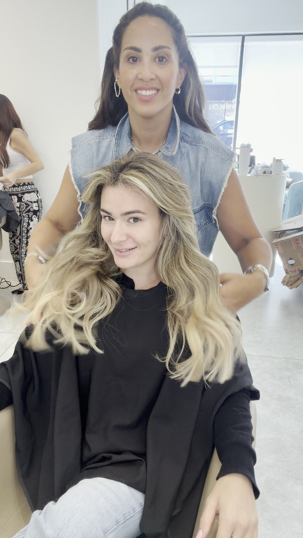 After: long, full blonde waves with extensions at LAHH Salon